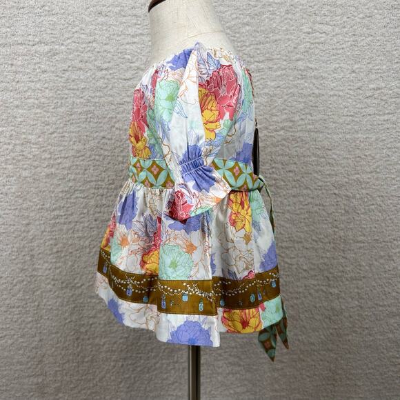 Matilda Jane Girls Top Size 2 White Multi Floral Chasing Firefly's Peplum Tunic - Picture 5 of 9